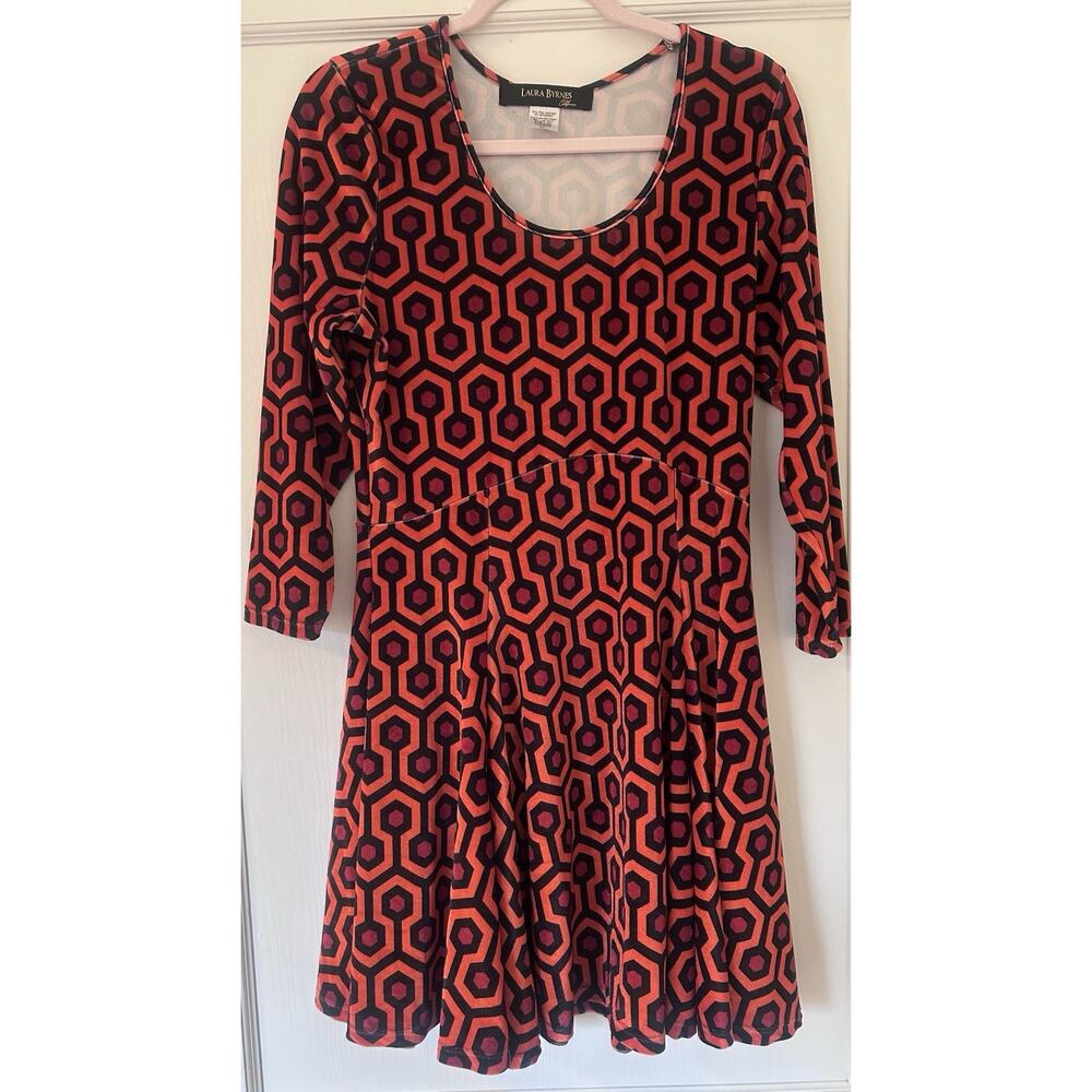 Pinup Couture Velvet Overlook Hotel Skater Dress Hexagon XL Laura Byrnes PUG